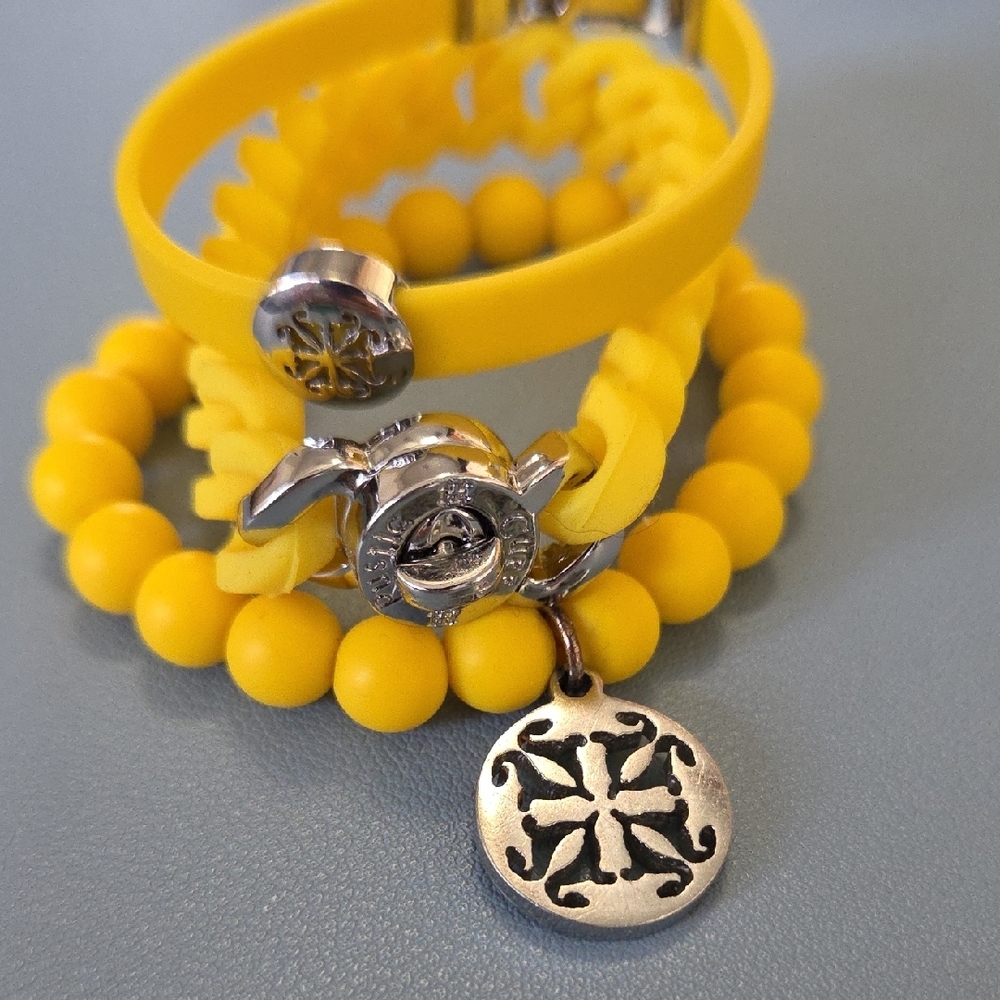 Rustic Cuff Yellow Bracelet Set - Picture 5 of 6